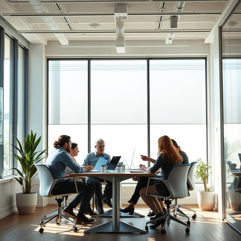 Pessoas colaborando em um projeto de marketing.