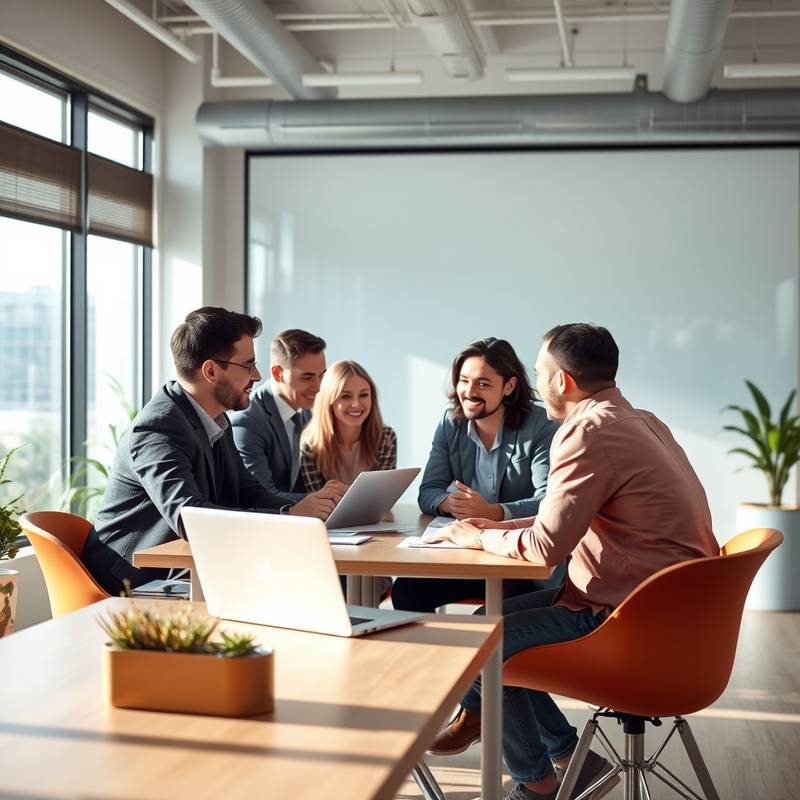 Reunião de equipe discutindo estratégia de negócios.